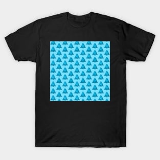 Christmas Tree Pattern Monochromatic Blue T-Shirt